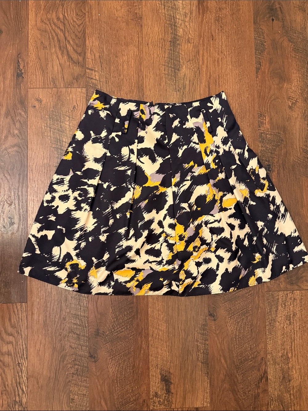 The Limited Black, Cream & Yellow Abstract Skater Skirt